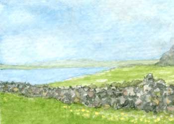 "Hard Rock Irish Fence" by E. Espino Macari, Brookfield WI  - Watercolor